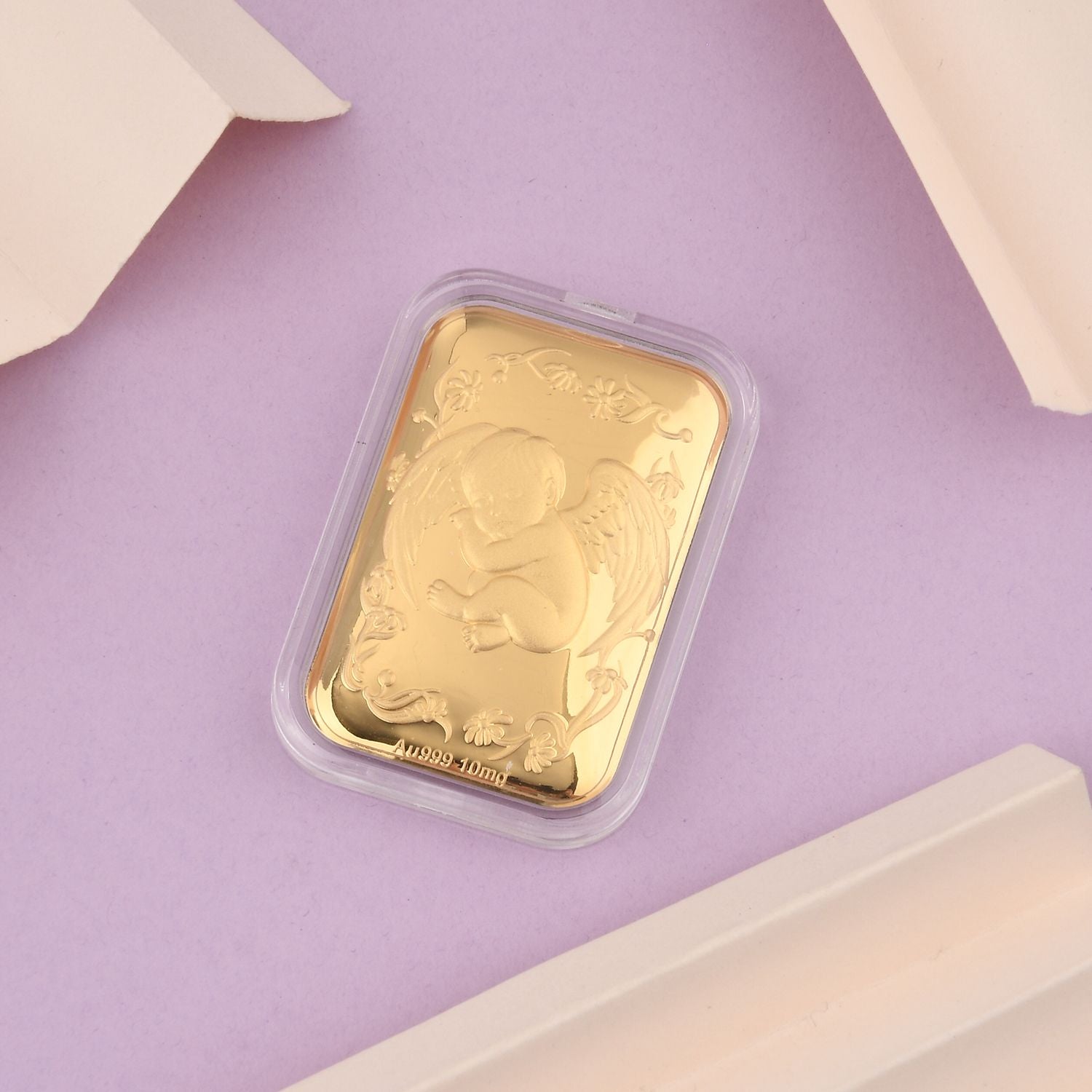 EXKLUSIVES GESCHENK - 999er Goldfolie mit Engelsblatt Motiv 10mg