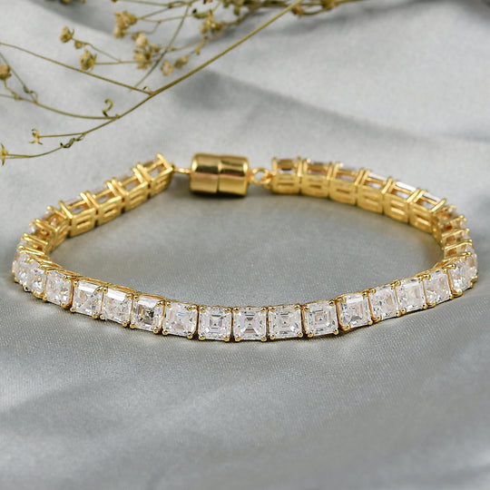D'Joy Moissanit Armband ca. 19 cm 925 Silber 750 Gelbgold Vermeil ca. 22.21 ct