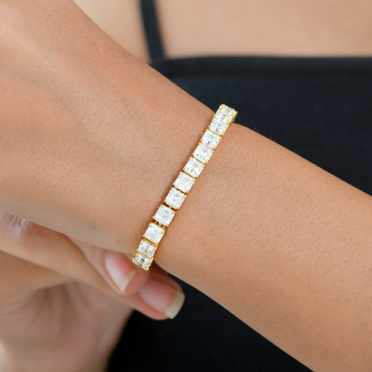 D'Joy Moissanit Armband ca. 19 cm 925 Silber 750 Gelbgold Vermeil ca. 22.21 ct