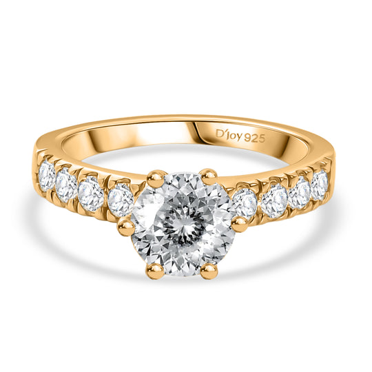 D'Joy 120 Facetten Moissanit Ring 925 Silber platiniert (Größe 19.00) ca. 1,67 ct