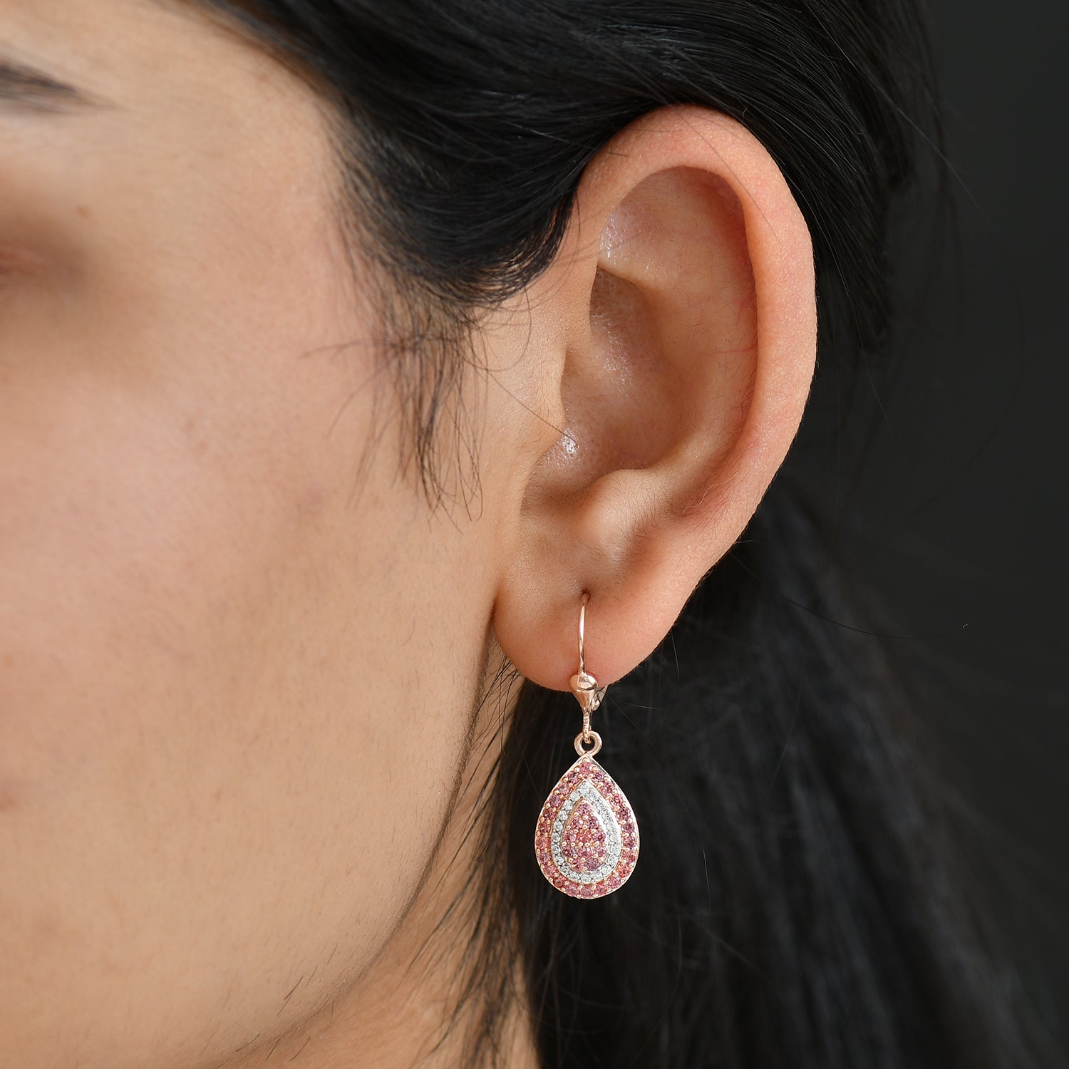 D'Joy AAA Padparadscha Saphir Ohrringe 925 Silber 750 Roségold vermeil ca. 1,79 ct.