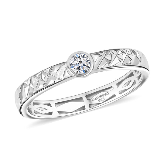 LUXURIANT DIAMOND - Lab Grown Diamant VS-EF Ring 925 Silber 750 Gelbgold Vermeil (Größe 20.00) ca. 0,25 ct