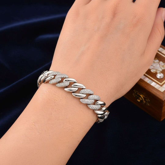 Weißer Zirkonia Armband ca. 18.5 cm Nickelfreies Messing