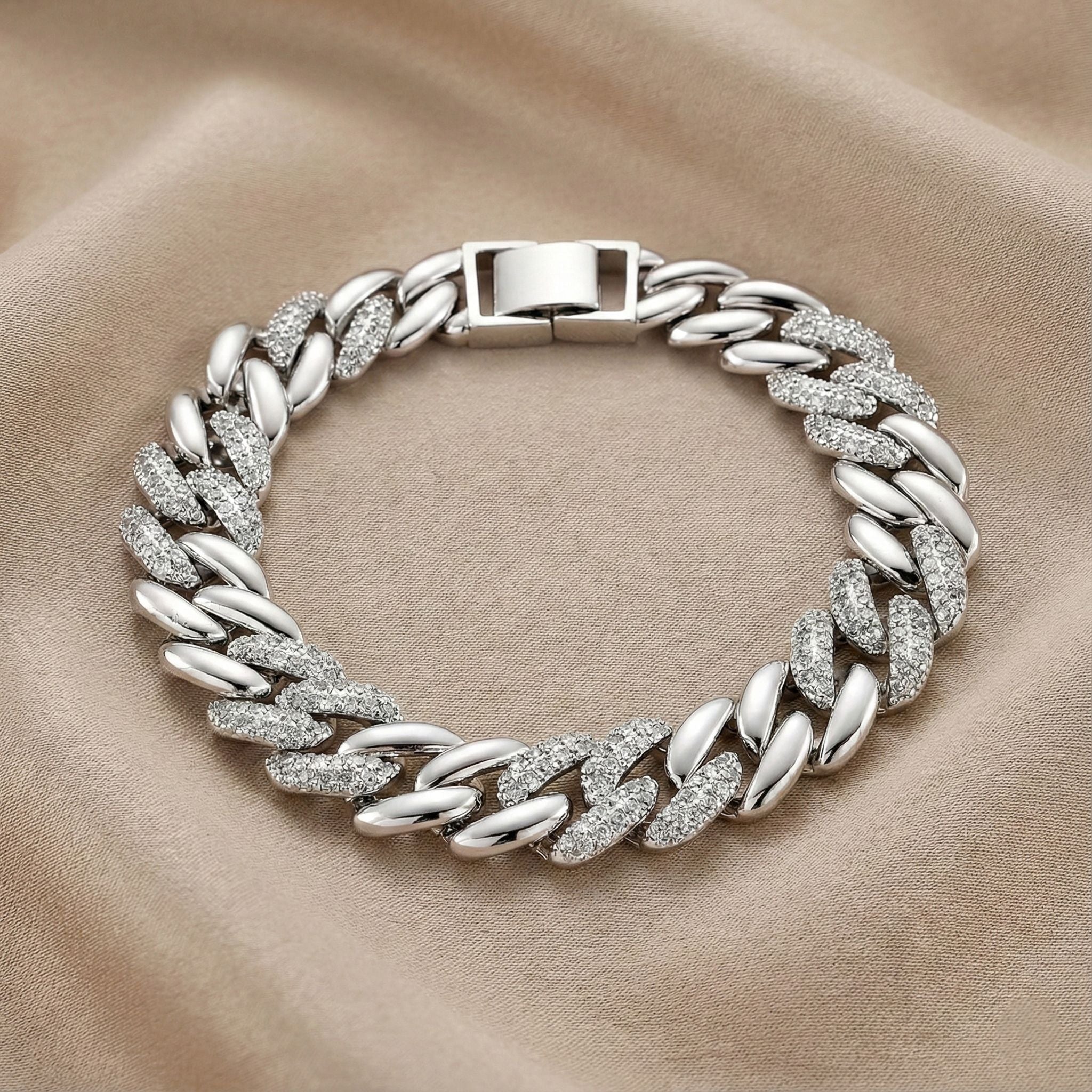 Weißer Zirkonia Armband ca. 18.5 cm Nickelfreies Messing