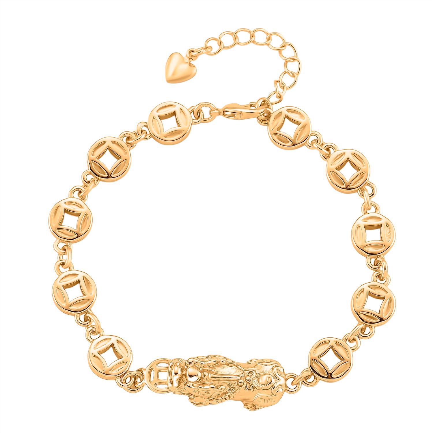 Nickelfreies Messing Armband ca. 18 cm + 2.5 cm Extender, ca. 13,50g, Goldfarben