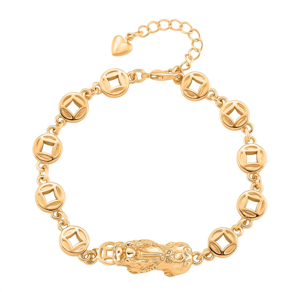 Nickelfreies Messing Armband ca. 18 cm + 2.5 cm Extender, ca. 13,50g, Goldfarben