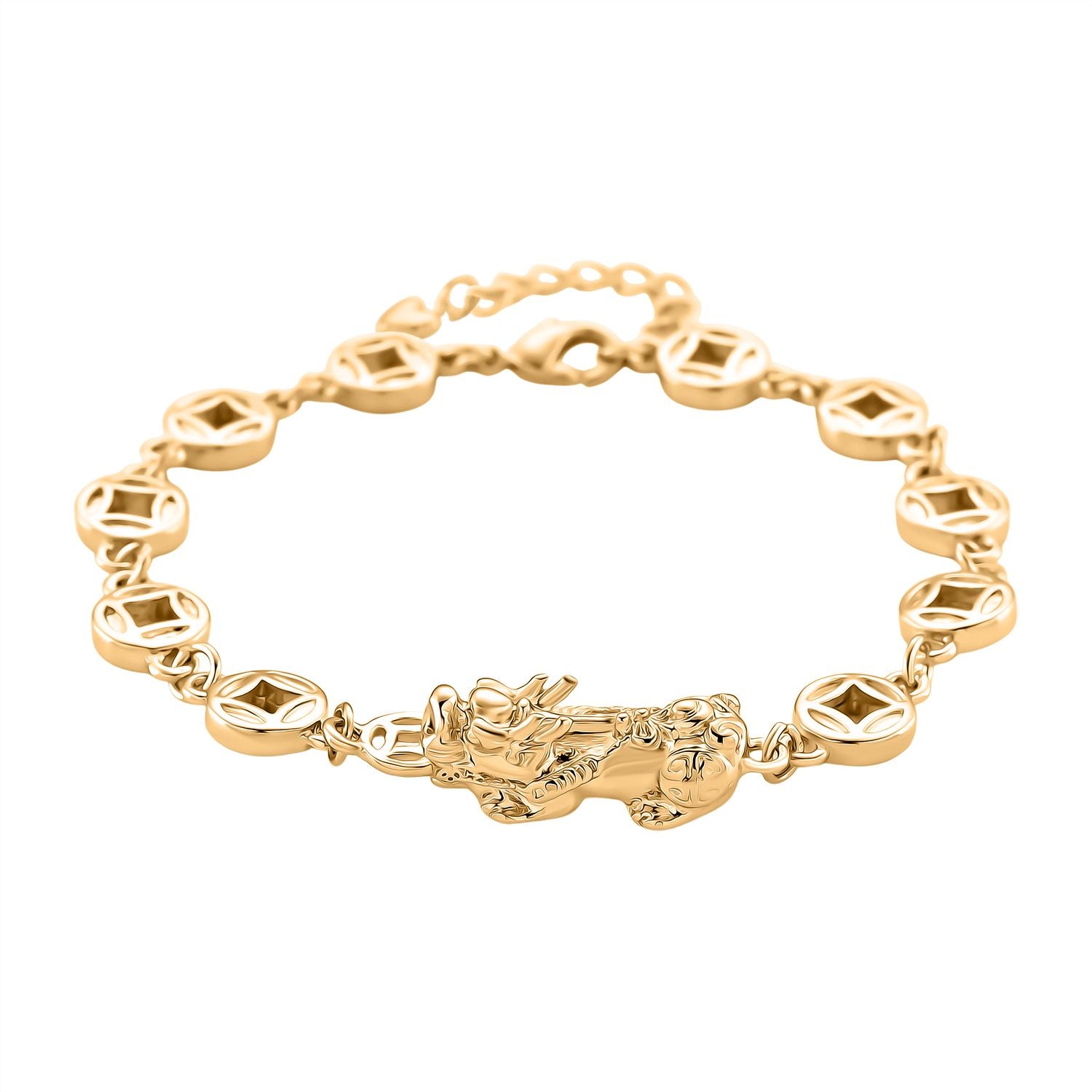 Nickelfreies Messing Armband ca. 18 cm + 2.5 cm Extender, ca. 13,50g, Goldfarben