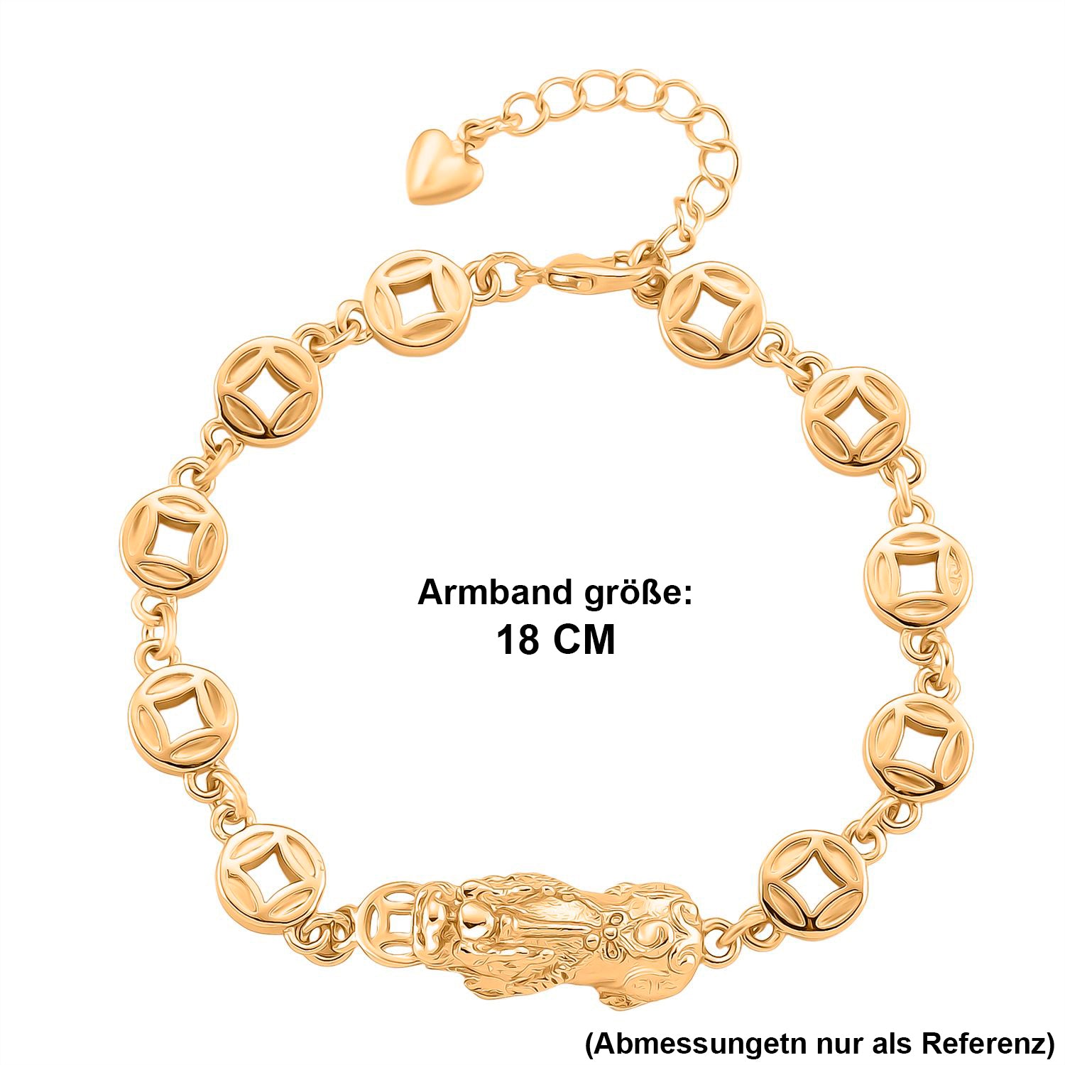 Nickelfreies Messing Armband ca. 18 cm + 2.5 cm Extender, ca. 13,50g, Goldfarben