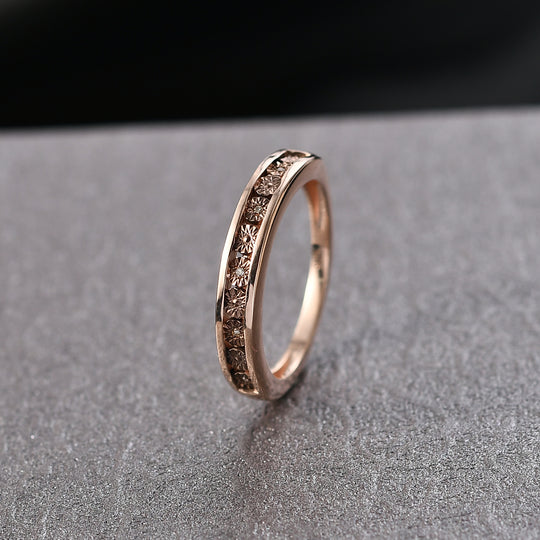 Natürlicher Champagner Diamant Ring 925 Silber 750 rosévergoldet (Größe 21.00)
