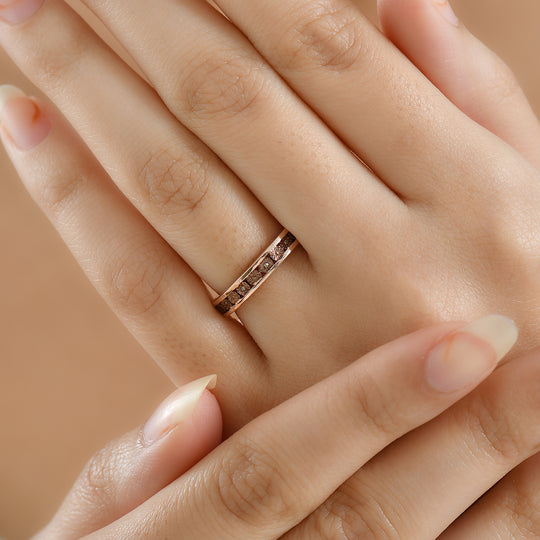 Natürlicher Champagner Diamant Ring 925 Silber 750 rosévergoldet (Größe 21.00)