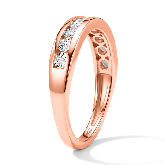 D'Joy Half Eternity Ring mit Diamantakzenten, 925 Silber platiniert
