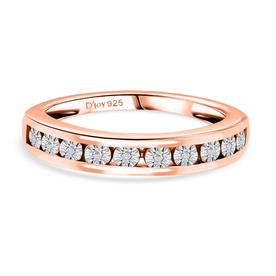 D'Joy Half Eternity Ring mit Diamantakzenten, 925 Silber 750 vergoldet