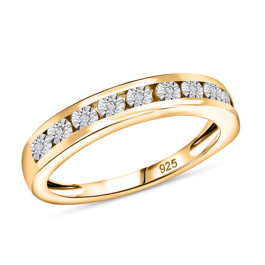 D'Joy Half Eternity Ring mit Diamantakzenten, 925 Silber 750 vergoldet