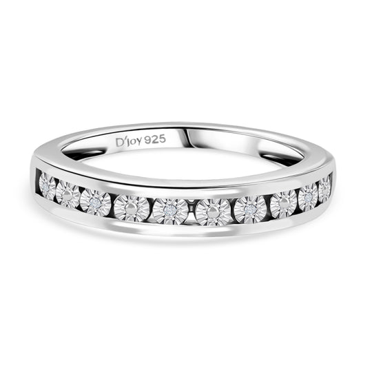 D'Joy Half Eternity Ring mit Diamantakzenten, 925 Silber 750 vergoldet