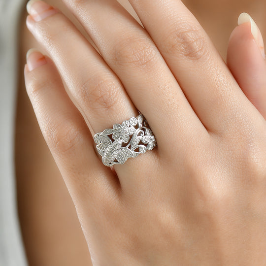 EVER TRUE Weißer Diamant Ring Nickelfreies Messing, Silberfarben  (Größe 19.00)