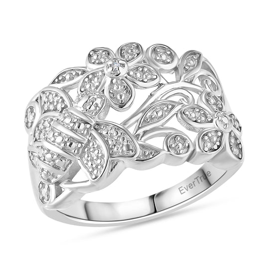 EVER TRUE Weißer Diamant Ring Nickelfreies Messing, Silberfarben  (Größe 19.00)
