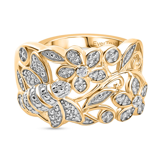 EVER TRUE Weißer Diamant Ring Nickelfreies Messing, Silberfarben  (Größe 19.00)