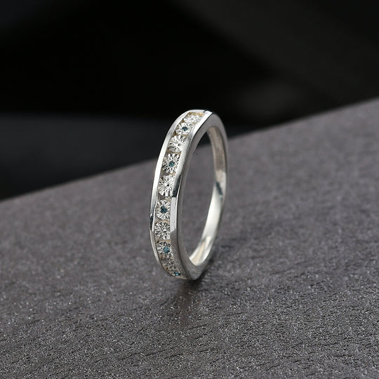 Blauer Diamant Ring 925 Silber (Größe 19.00)