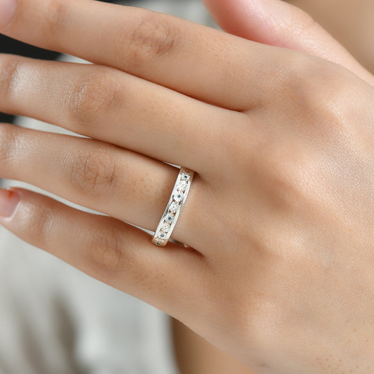 Blauer Diamant Ring 925 Silber (Größe 19.00)