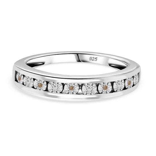 Natürlicher Champagner Diamant Ring 925 Silber (Größe 19.00)