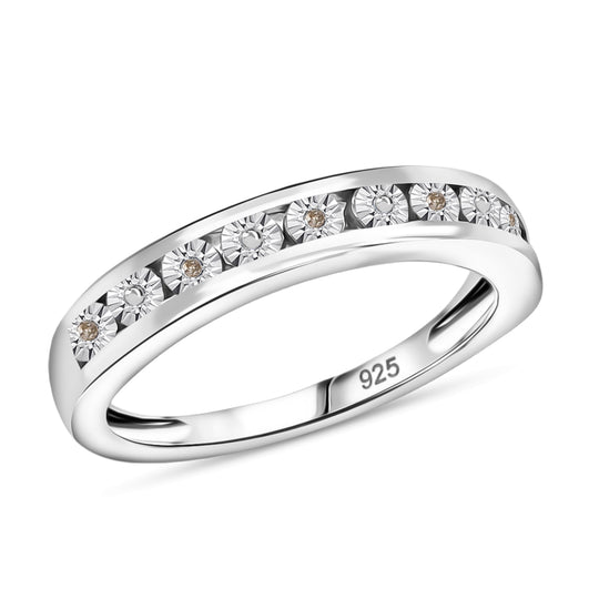 Natürlicher Champagner Diamant Ring 925 Silber (Größe 19.00)