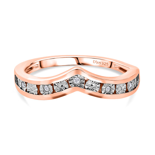 Weißer Diamant Ring 925 Silber 750 Roségold Vermeil (Größe 19.00)