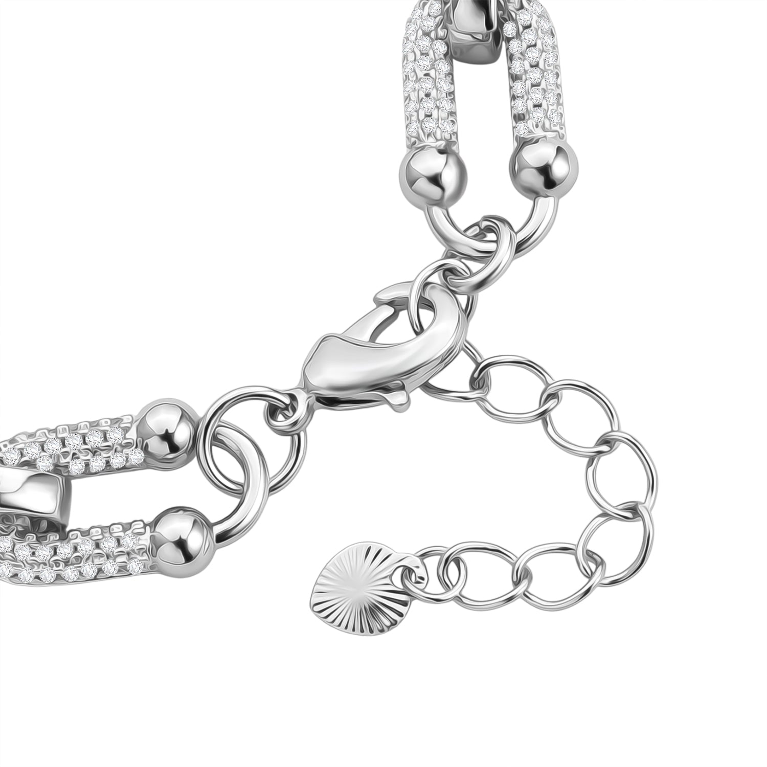 Weißer Zirkonia Armband ca. 18 cm + 2.5 cm Extender, Nickelfreies Messing