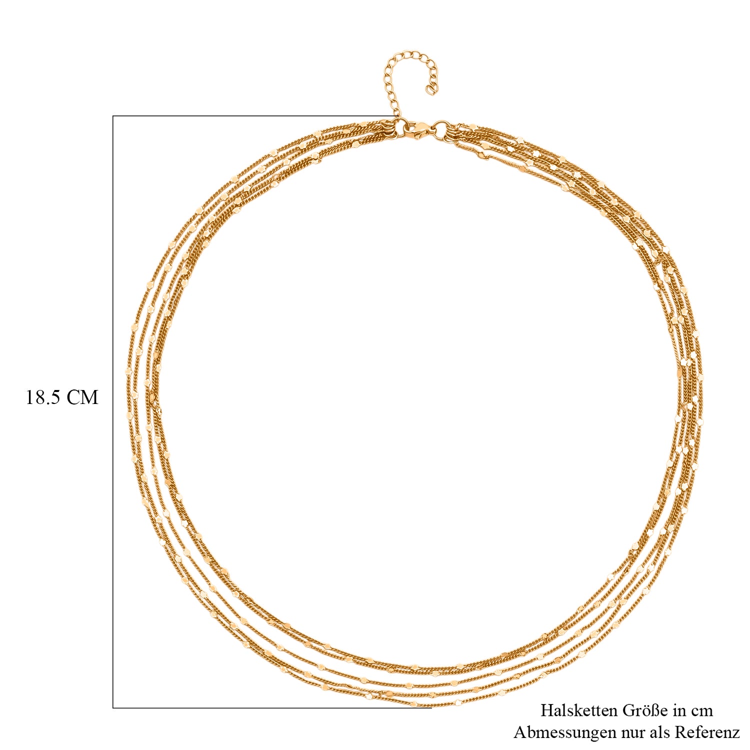 Nickelfreies Messing Halskette ca. 50 cm + 3.5 cm Extender, Gelb Vergoldet, ca. 12,50g