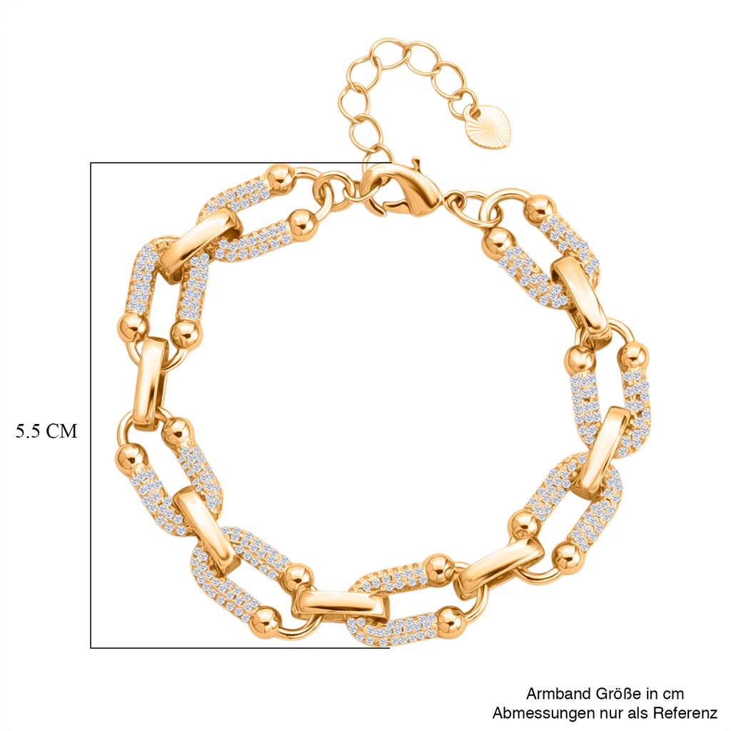 Weißer Zirkonia Armband ca. 18 cm + 2.5 cm Extender, Nickelfreies Messing