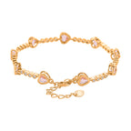 Rosa Kristall Armband ca. 18.5 cm + 2.5 cm Extender, Nickelfreies Messing Vergoldet