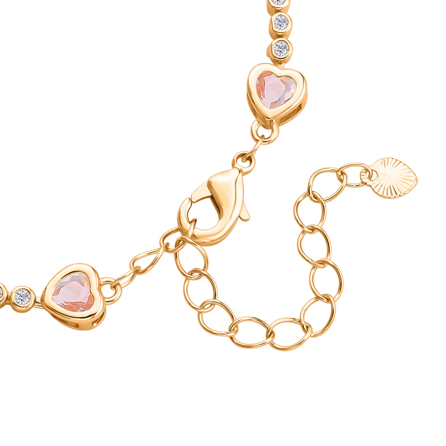 Rosa Kristall Armband ca. 18.5 cm + 2.5 cm Extender, Nickelfreies Messing Vergoldet