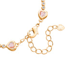 Rosa Kristall Armband ca. 18.5 cm + 2.5 cm Extender, Nickelfreies Messing Vergoldet