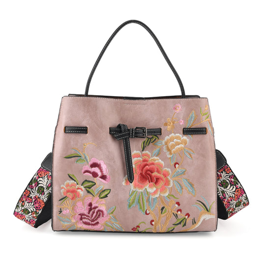Florale Kunstprint Crossbody-Tasche mit Komfort-Schulterriemen, 30 x 13 x 23 cm, Rosa