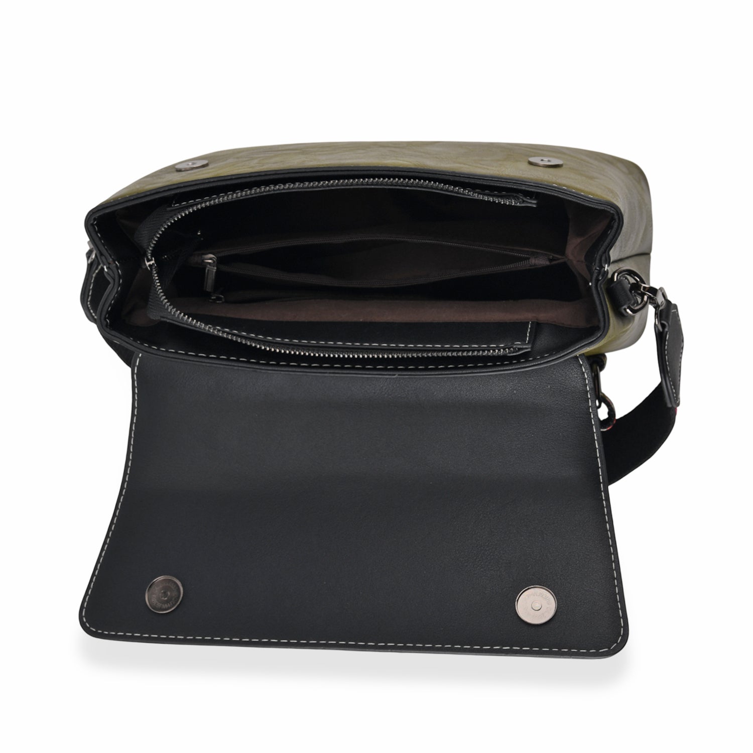 Florale Kunstprint Crossbody-Tasche mit gemustertem Schulterriemen, 29 x 11 x 21 cm, Petrol