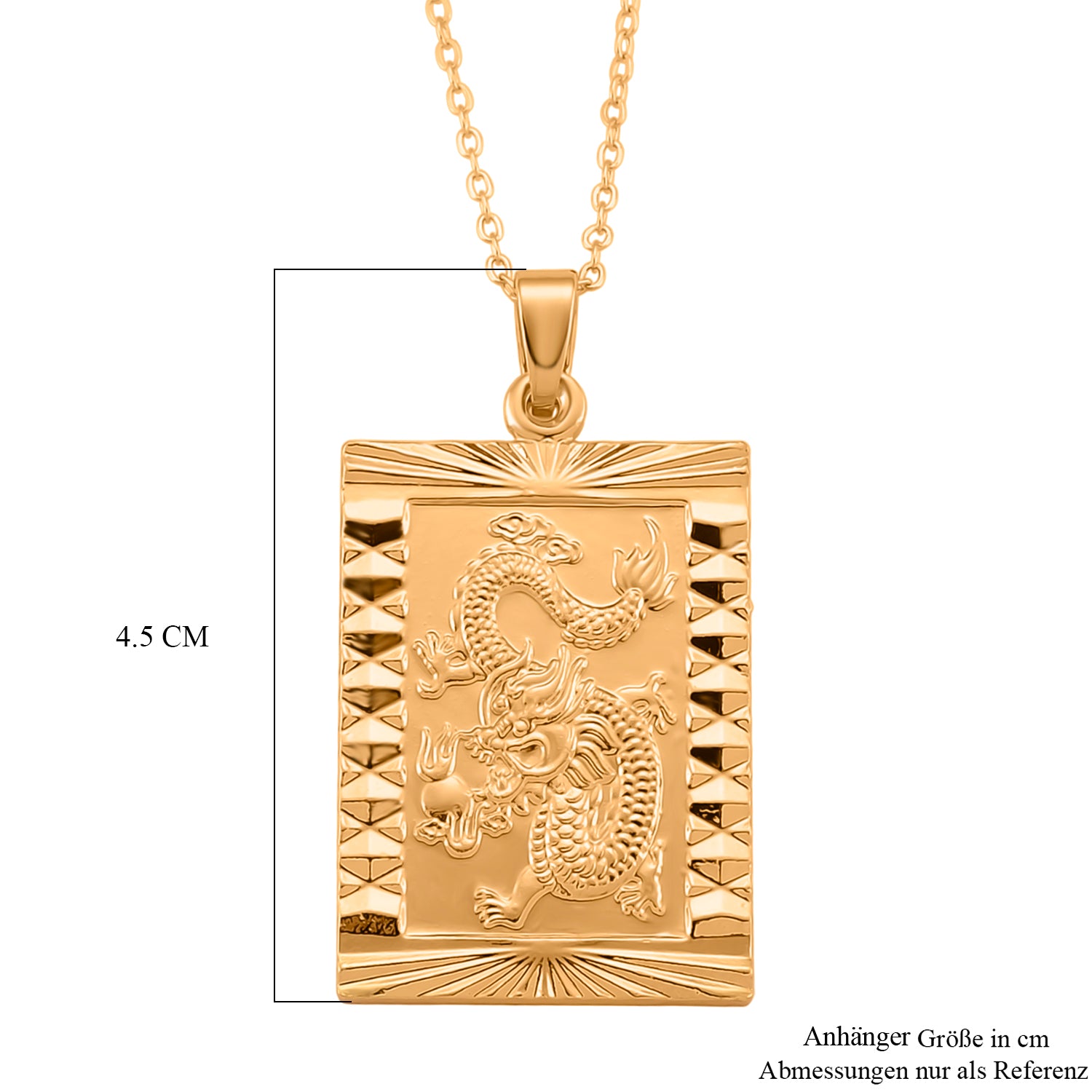 GOLD LOOKS - Drachen Halskette, Nickelfreies Messing, ca. 50 cm + 5 cm Extender, ca. 15,50g