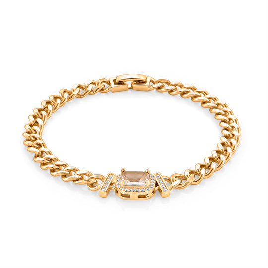 Rosa Zirkonia, Weißer Zirkonia Armband ca. 19 cm Nickelfreies Messing vergoldet