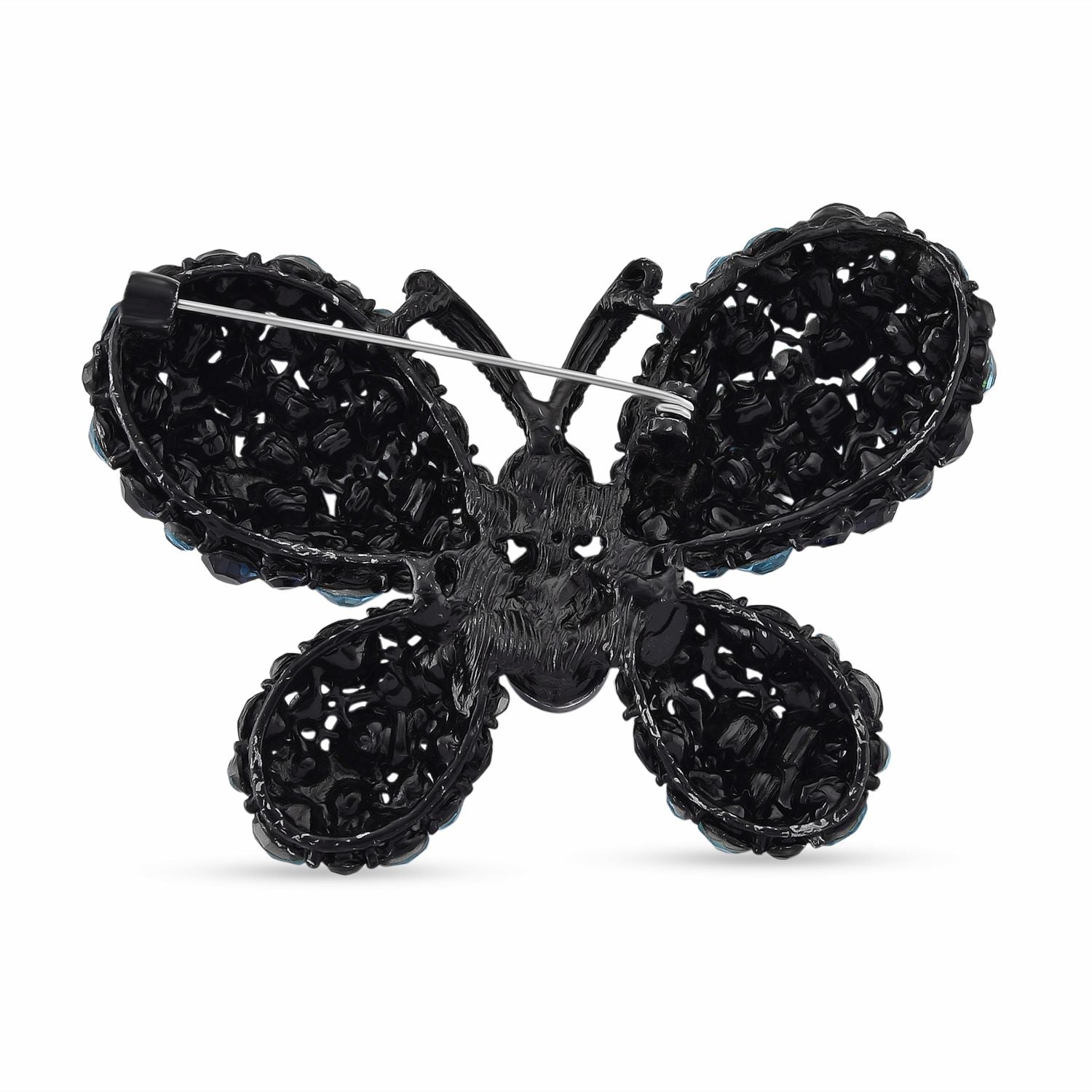 Mehrfarbiger Kristall Schmetterling Brosche, Schwarz