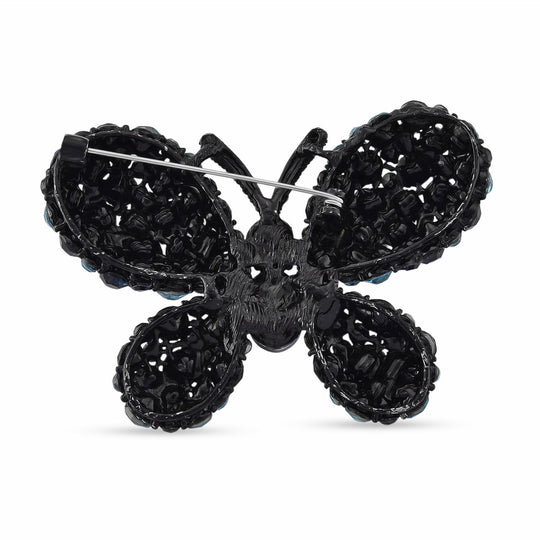 Mehrfarbiger Kristall Schmetterling Brosche, Schwarz