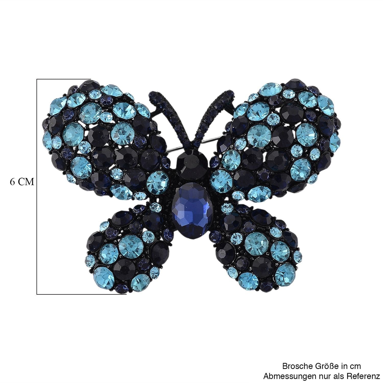 Mehrfarbiger Kristall Schmetterling Brosche, Schwarz
