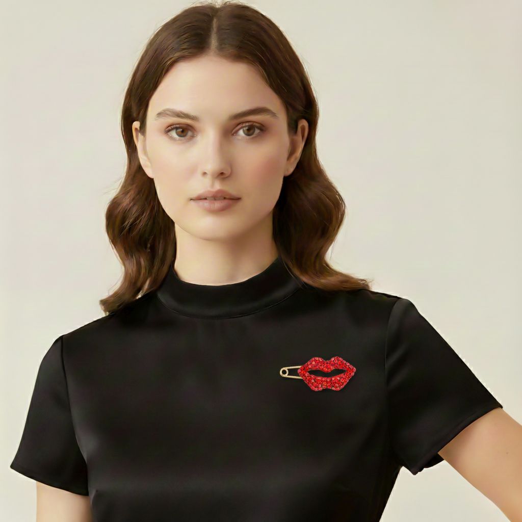 Roter Kristall Brosche Antikes Gold