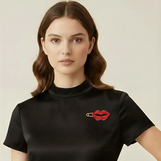 Roter Kristall Brosche Antikes Gold