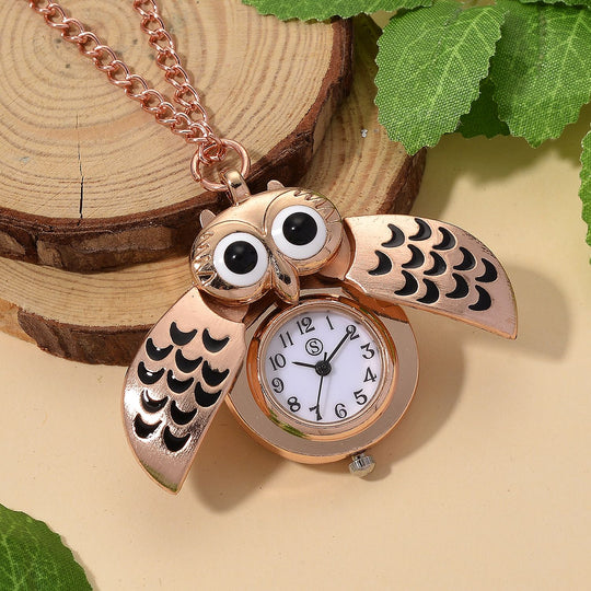STRADA Eulen-Uhr, Aufklapp-Flügel-Design PC21S Japanisches Uhrwerk, Edelstahlboden, wasserresistenter Konstruktion, Silberfarben