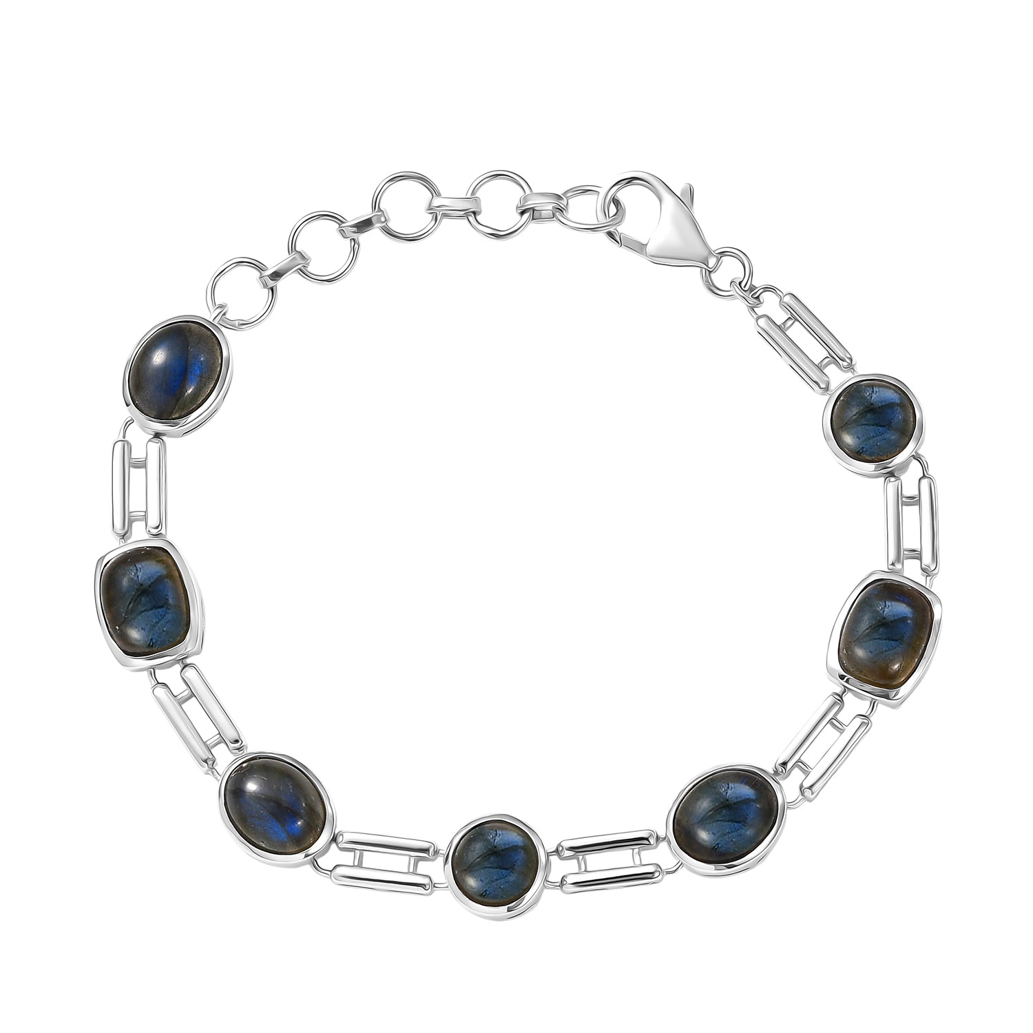 D'Joy AAA Labradorit Armband ca. 19 cm 925 Silber Rhodiniert ca. 13.90 ct