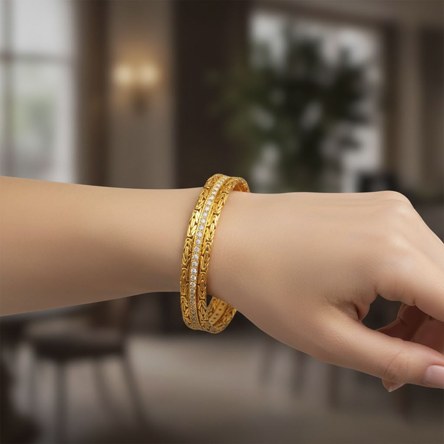 LUXURIANT DIAMOND - Lab Grown Diamant SI-GH Armreif ca. 19 cm 925 Silber 916 Gelbgold Vermeil ca. 2,50 ct.