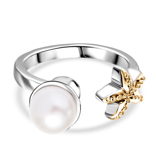EVER TRUE Süßwasser Perle (7.5-8 mm) Ring Nickelfreies Messing Zweifarbige Beschichtung (Größe 21.00)