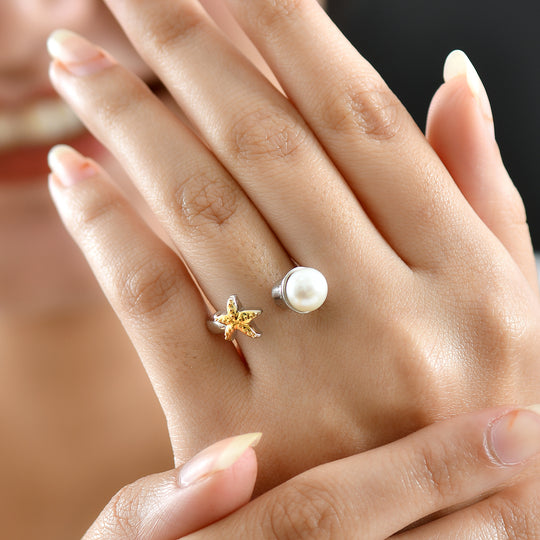 EVER TRUE Süßwasser Perle (7.5-8 mm) Ring Nickelfreies Messing Zweifarbige Beschichtung (Größe 21.00)