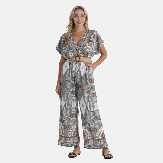 LA MAREY Jumpsuit, mit Gürtel, 136 cm Länge, 65 cm Brustweite, passend für EU 36-42, Grün