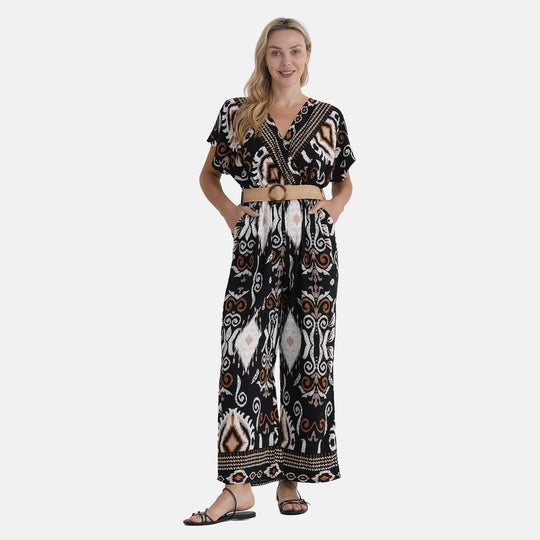 LA MAREY Jumpsuit, mit Gürtel, 136 cm Länge, 65 cm Brustweite, passend für EU 36-42, Grün
