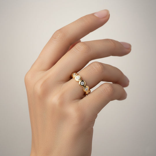 LUXURIANT DIAMOND - Lab Grown Diamant SI-GH Ring 925 Silber 750 Gelbgold Vermeil (Größe 18.00) ca. 1,00 ct