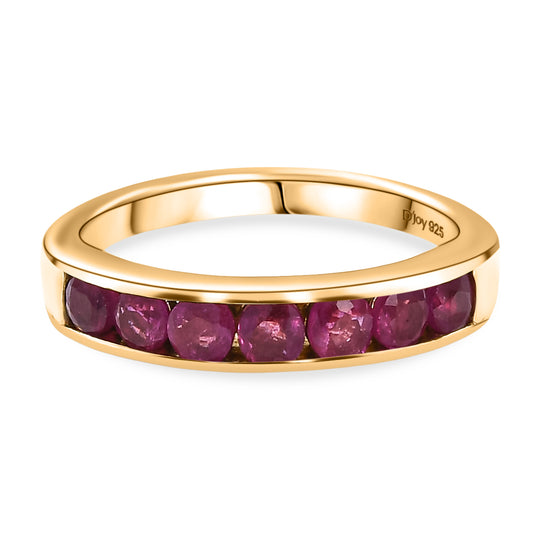 D'Joy AA Afrikanischer Rubin (Fissure gefüllt) Ring 925 Silber 750 Gelb Vergoldet (Größe 20.00) ca. 1,22 ct